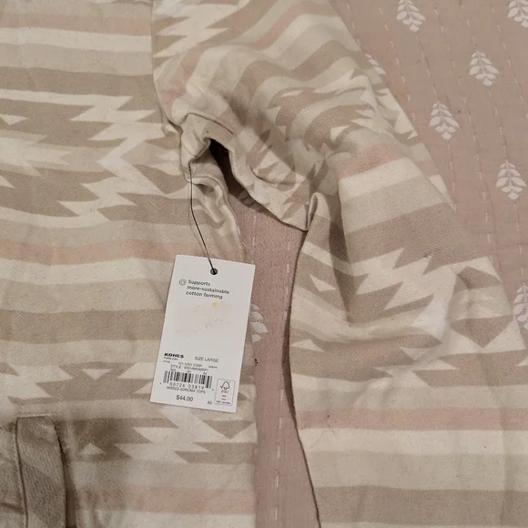 Sonoma 3/4 zip pull over flannel Aztec print large - Picture 3 of 11